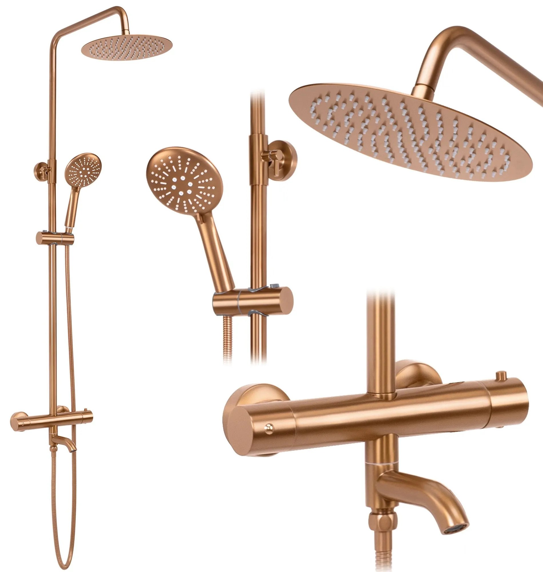Rea Lungo, sprchová súprava s termostatickou batériou, medená matná, REA-P8807