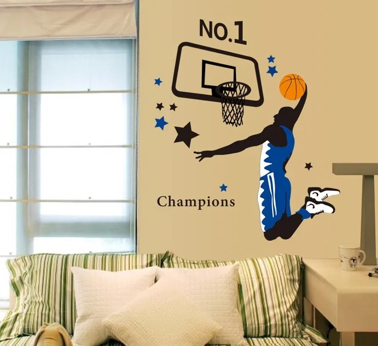 Veselá stena Samolepka na stenu na stenu Basketbalista Veľkosť: 100 x 110 cm