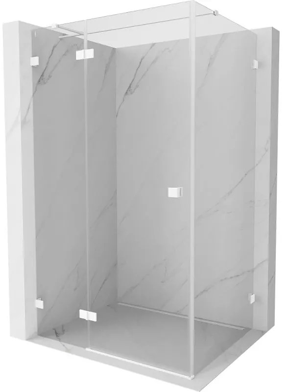 Mexen Lunar T, sklápací sprchový kút ľavý 70 x 110 cm, 8mm číre sklo, biely profil, 834T-070-110-20-00-L