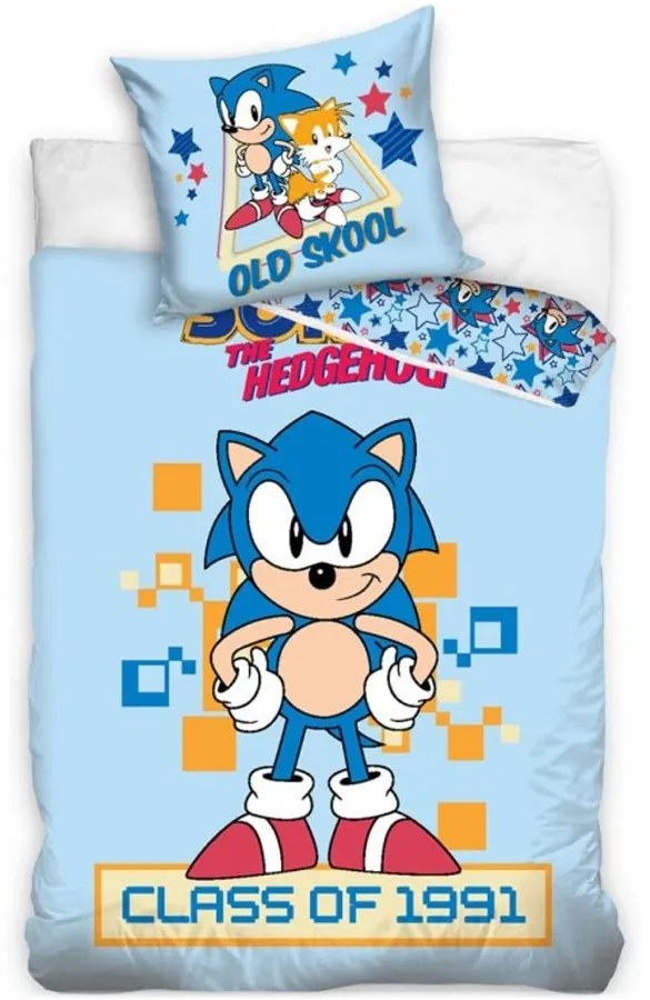 Súprava posteľnej bielizne Ježko Sonic - retro motív Class of 1991 - 100% bavlna - 70 x 90 cm + 140 x 200 cm