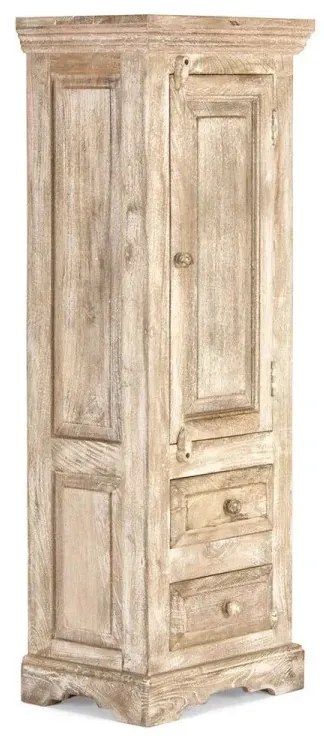 furniture-nabytek.cz - Masívna vysoká komoda do koupelne Patina z mangového dreva, lakovaná, prírodná – 48×33×130 cm