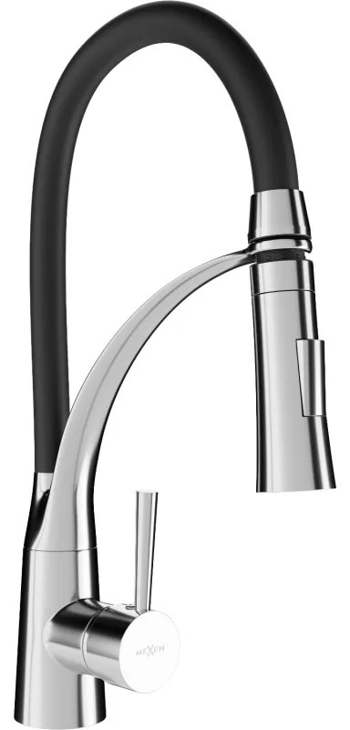 Mexen Aster, vysoká drezová batéria s flexibilným ramenom, čierna-chrómová, 73450-07