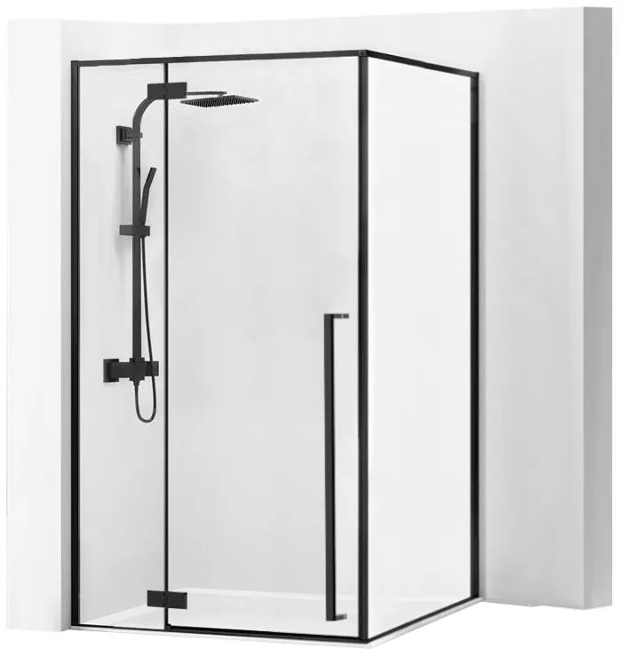 Rea Fargo Black, sprchový kút s krídlovými dverami 120 (dvere) x 90 (stena) x 195 cm, 6mm číre sklo, čierny profil, REA-K3214