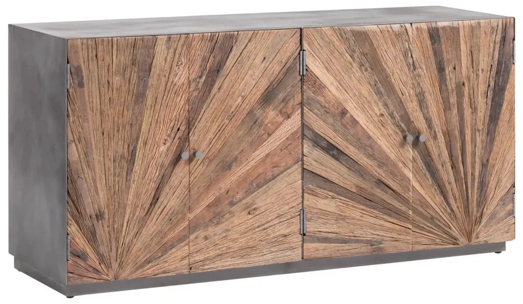 furniture-nabytek.cz - Masívna komoda Derby z recyklovaného dreva a kovu, lakovaná, prírodná / šedá