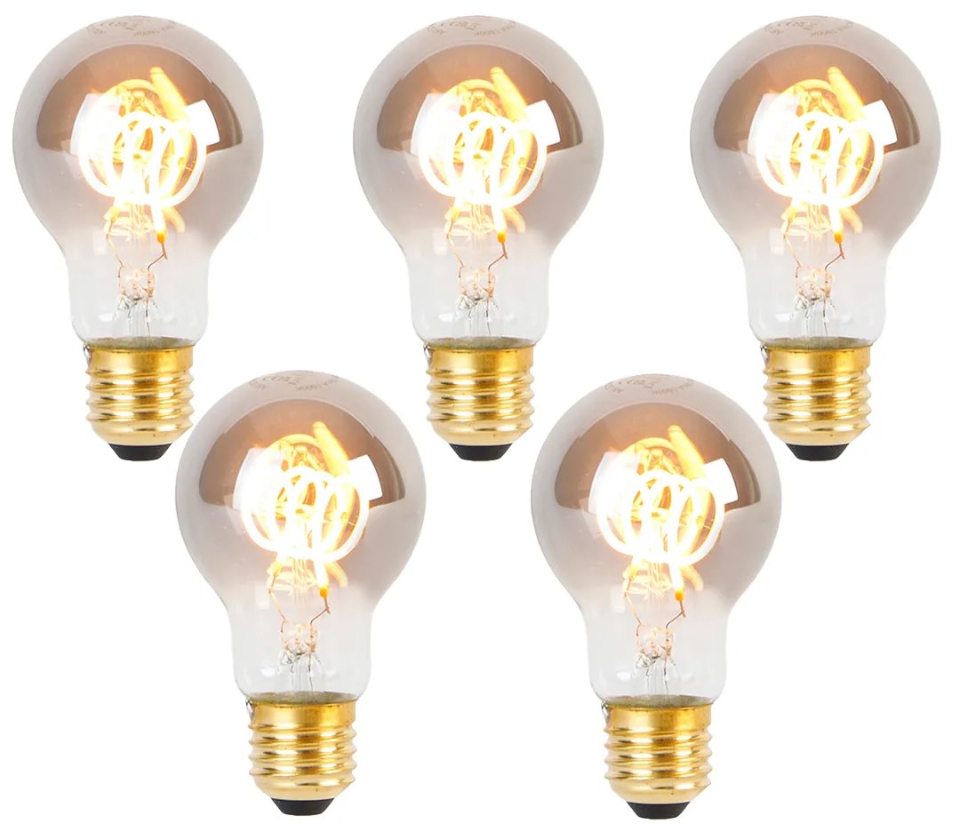 Sada 5 E27 LED špirálových žiaroviek A60 dymové 4W 120 lm 1800K