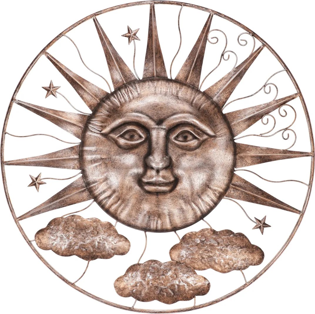 Slnko a oblaky - kovová nástenná dekorácia pr. 65cm