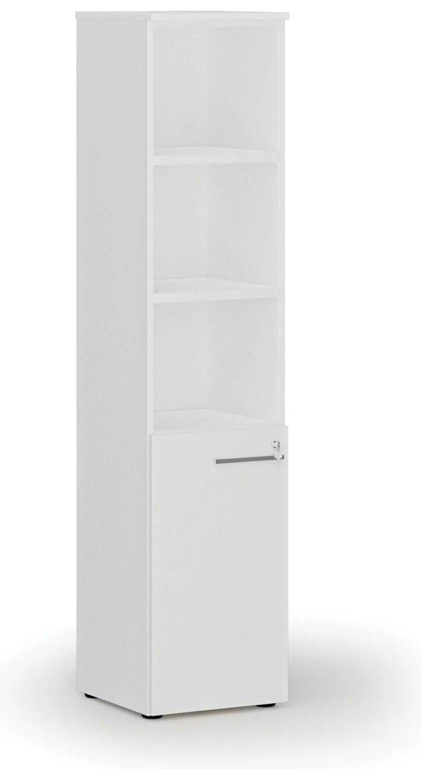 Kombinovaná kancelárska skriňa PRIMO WHITE, dvere na 2 poschodia, 400 x 420 x 1781 mm, biela