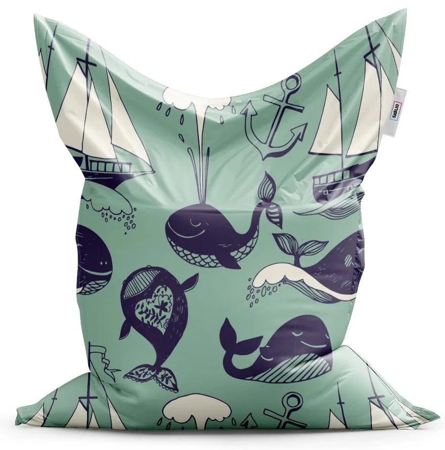 Sedací vak Classic veľryby - detský, zelená