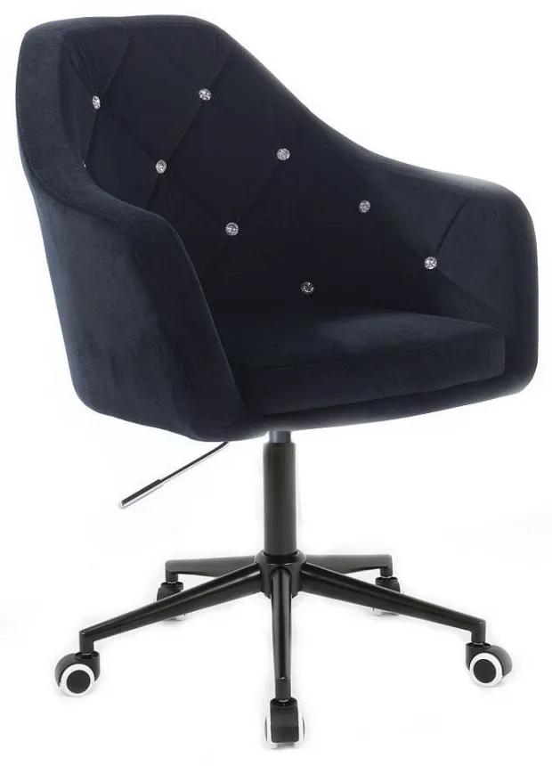 LuxuryForm DESIGN Kreslo ROMA VELUR na čiernej podstave s kolieskami - čierne