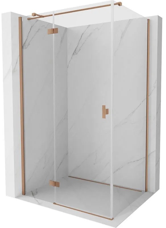 Mexen Mist H T, sprchový kút s výklopnými dverami ľavý 85 x 95 cm, číre sklo, medená matná, 8A5T-085-095-65-00-L