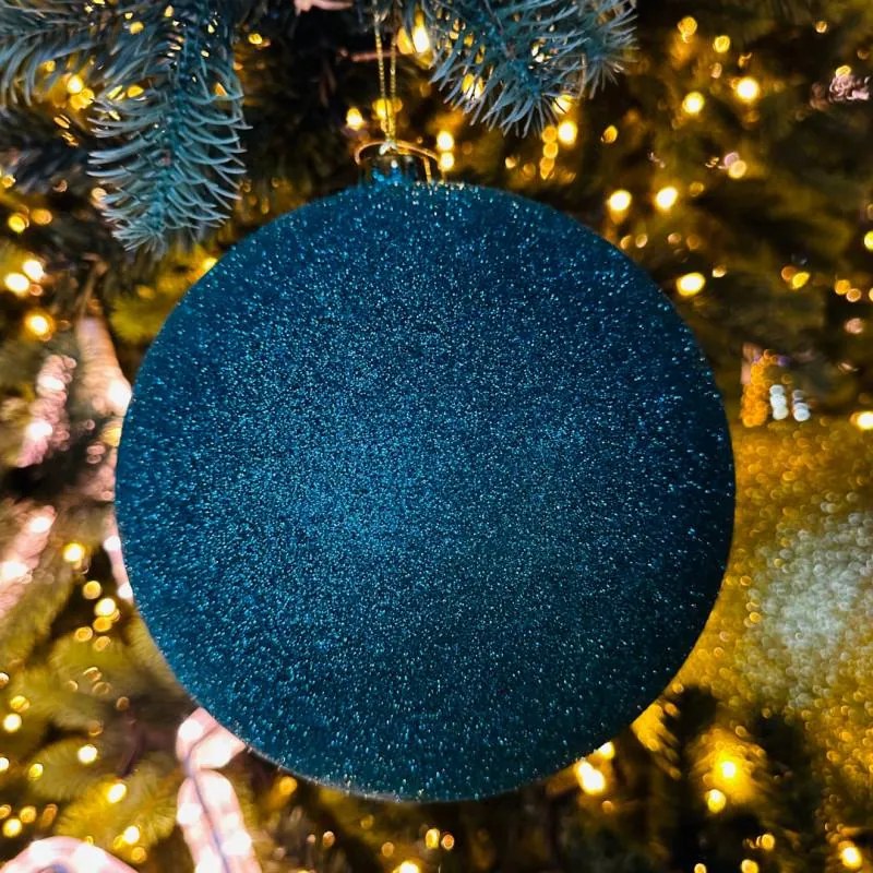 DECOLED Plastová guľa, 30 cm, pávia zelená, trblietavá