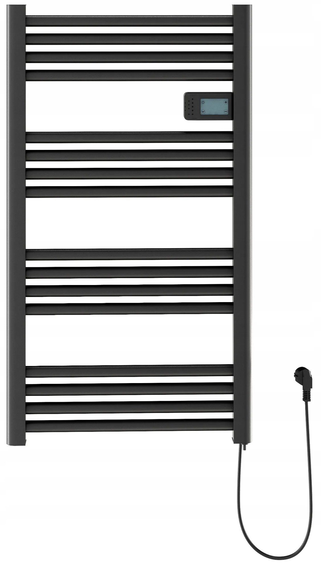 Erga Pago, elektrické vykurovacie teleso 960x540 mm s digitálnym termostatom, 500W, čierna matná, ERG-LAV-GRZE-E-ALU-960540-BK