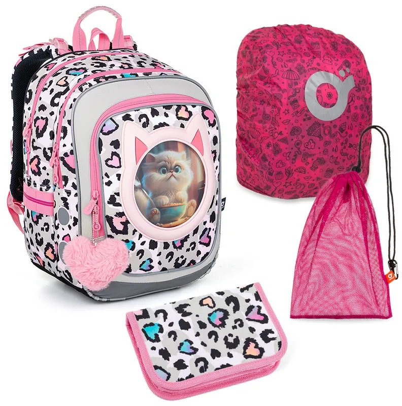 Veľká školská súprava Topgal ENDY 23037 G - batoh + peračník + vrecko na prezuvky + pláštenka na batoh