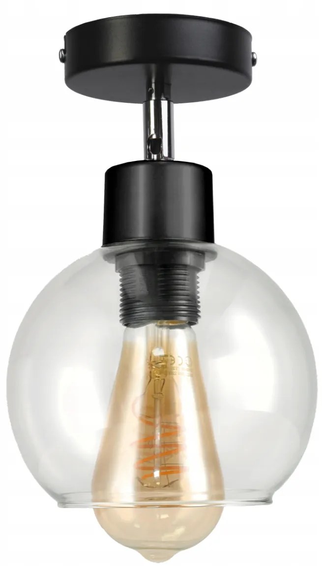 BERGE LED nástenné / stropné svietidlo E27, priehľadná sklenená guľa