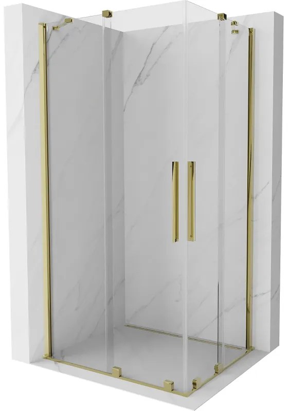 Mexen Velar Duo, sprchový kút s posuvnými dverami 100(dvere) x 90(dvere) cm, 8mm číre sklo, zlatý lesklý profil, 871-100-090-02-50