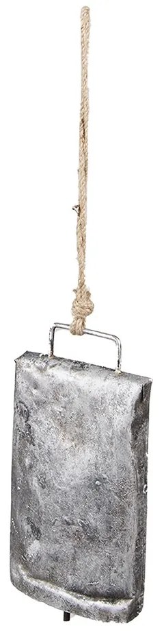 Šedý antik plechový zvonček na lane - 8*3*14 cm Šedý antik plechový zvonček na lane - 8*3*14 cm