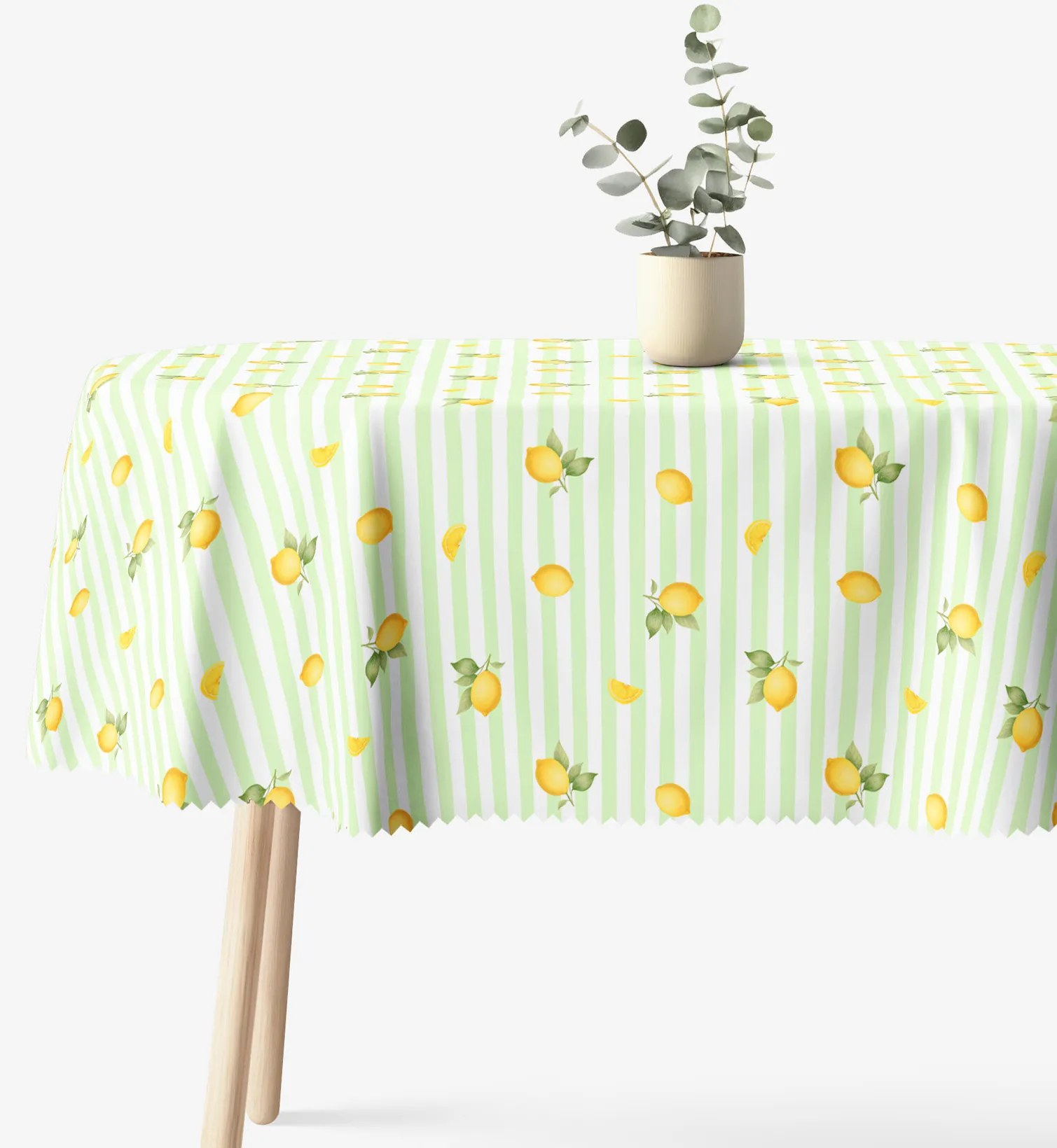 Goldea oválny teflónový obrus - zelené prúžky s citrónmi 120 x 180 cm