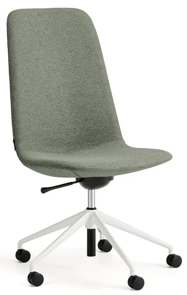 Stolička LANGLEY, stredný sedák, s kolieskami, biela/zelenošedá