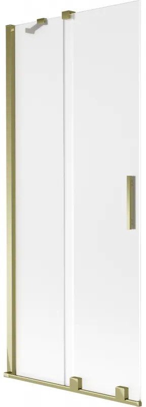 Mexen Velar, 2-krídlová posuvná vaňová zástena 80 x 150 cm, 8mm sklo námraza, zlatá lesklá, 896-080-000-31-50