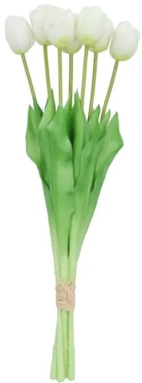 Kytica 7ks bielych realistických tulipánov Tulips - 43cm