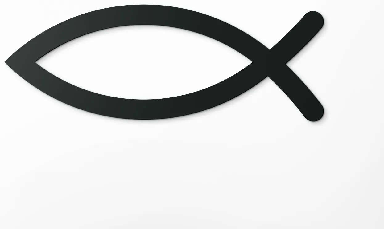 drevko Kresťanský symbol ryby Ichthys Rozmer obrazu: 9 x 25 cm, Farba dekorácie: Čierna