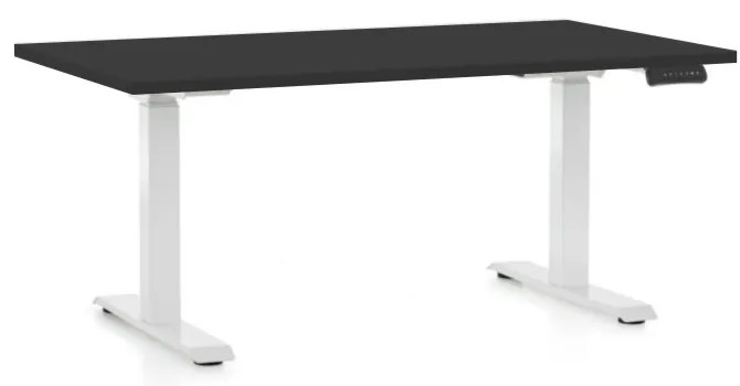 Výškovo nastaviteľný stôl OfficeTech C, 140 x 80 cm, biela podnož, čierna