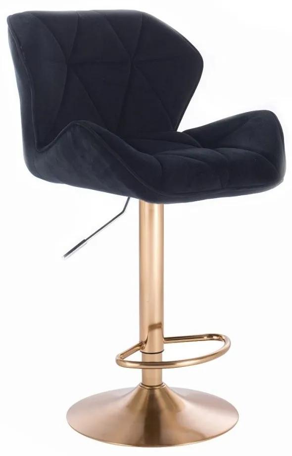 LuxuryForm DESIGN Barová stolička MILANO VELUR na zlatom tanieri - čierna