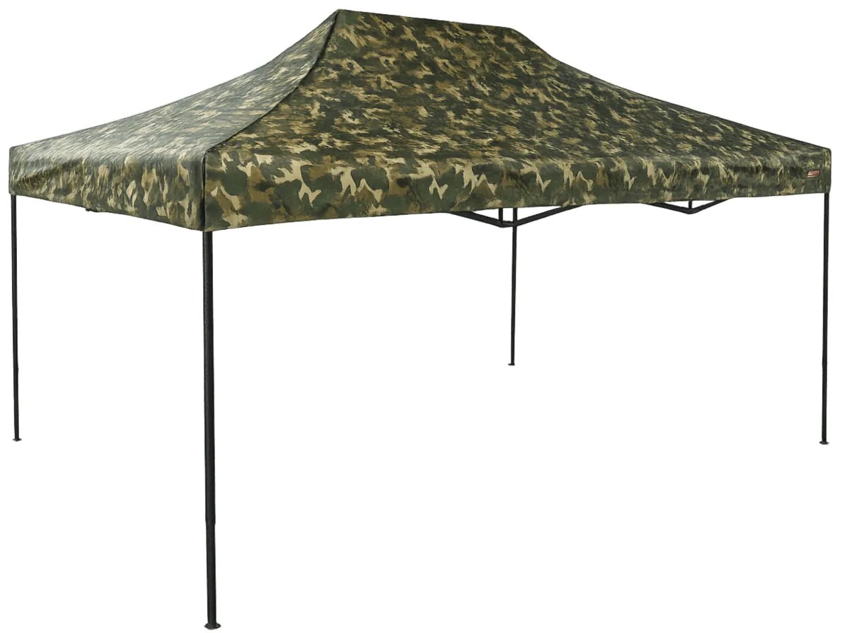Rýchlorozkladací nožnicový stan 3x4,5m – oceľový, Bez bočných plachiet, Maskáčová