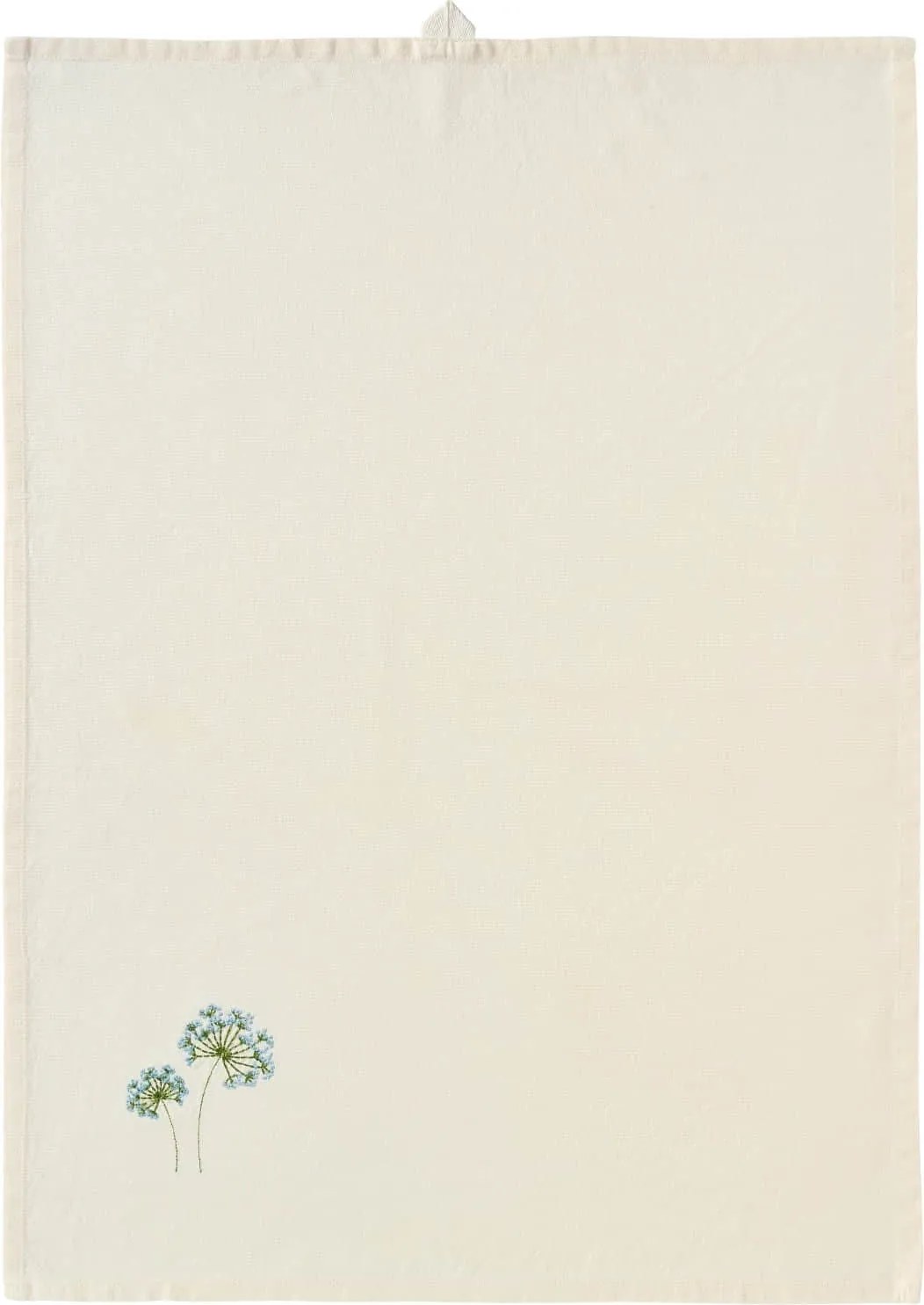 Ib Laursen Bavlnená utierka s výšivkou Flora Blue umbel flower