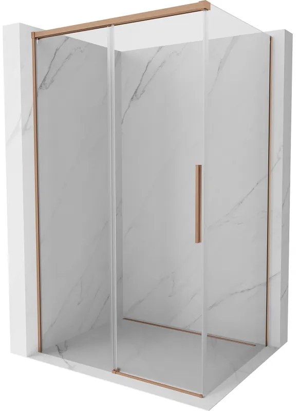 Mexen Rox, posuvný sprchový kút 120 x 75 cm, 8mm číre sklo, medený matný profil, 8C2-120-075-65-00