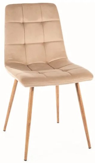 Béžová zamatová jedálenská stolička MILA D