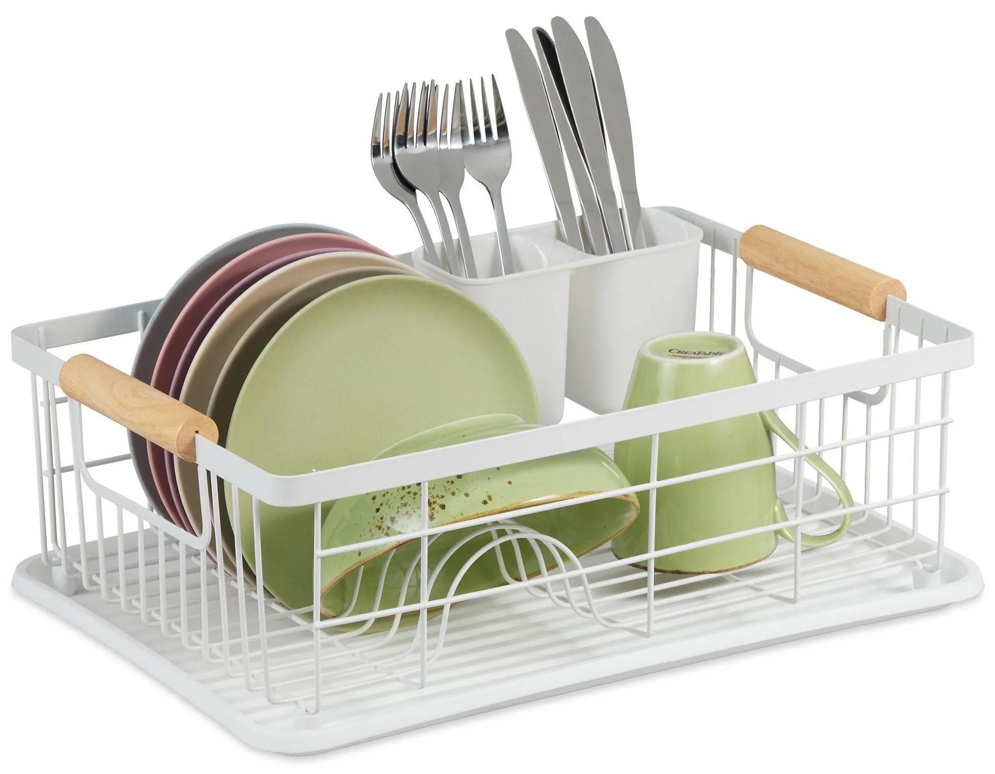 Kovový odkvapkávač na riad RD5808, biely