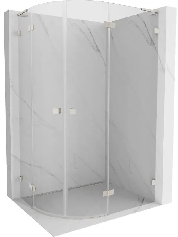 Mexen Lunar, L pravý polkruhový sprchový kút 80 x 70 cm, 8mm číre sklo, oceľový profil, 833L-080P-070L-97-00