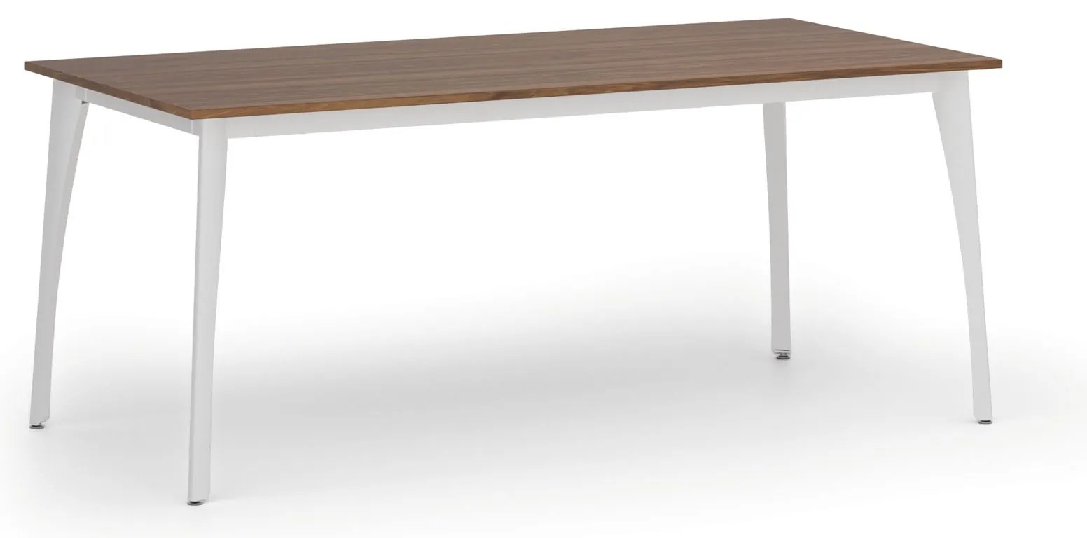 Rokovací kancelársky stôl PRIMO OMEGA, 180x90 cm, biela podnož, orech
