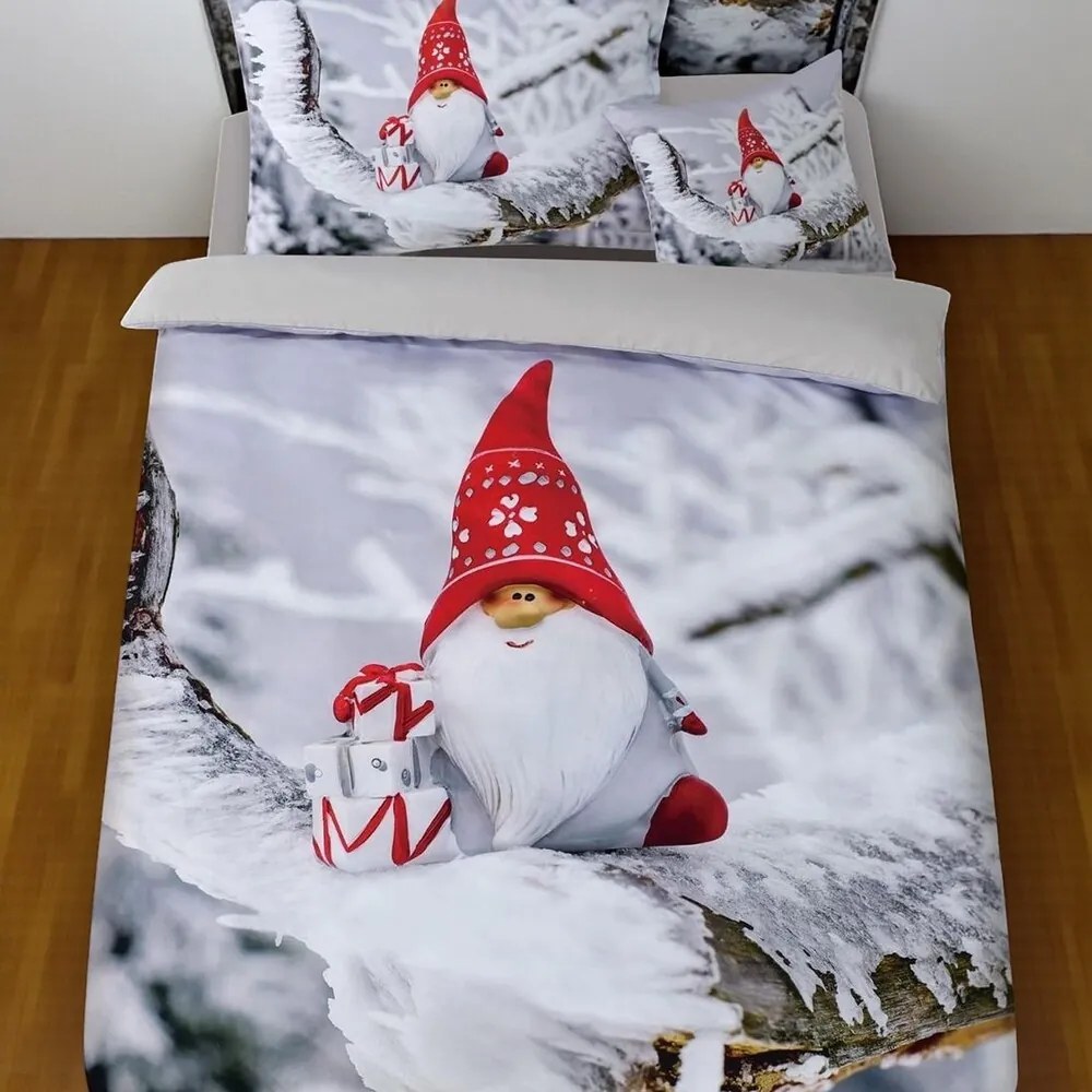 Obliečky DEPPA RED GNOM 3-dielna sada 140x200 cm