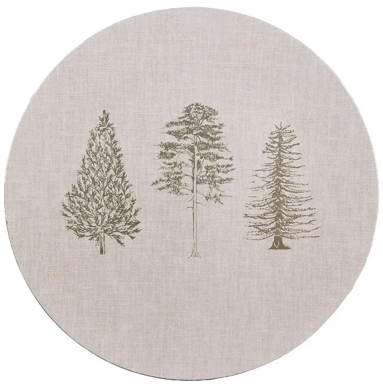 Béžový servírovací tanier so stromčekmi Natural Pine Trees - Ø 33*1 cm