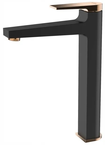 Invena Midnight, vysoká umývadlová batéria, čierna-ružové zlato, BU-35-W14-V