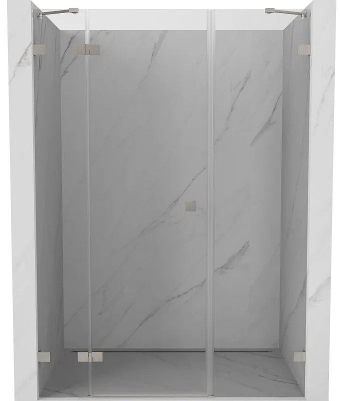 Mexen Lunar, ľavé otočné sprchové dvere 145 cm, 8mm číre sklo, oceľový profil, 834S-145-050-97-00-L