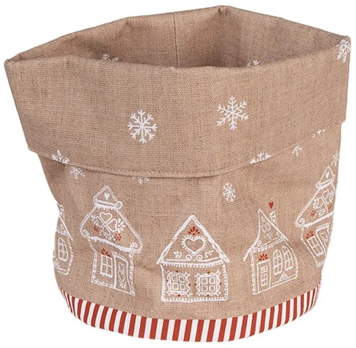 Košík na pečivo s perníkovými chalúpkami Gingerbread Bliss - Ø 15*16 cm