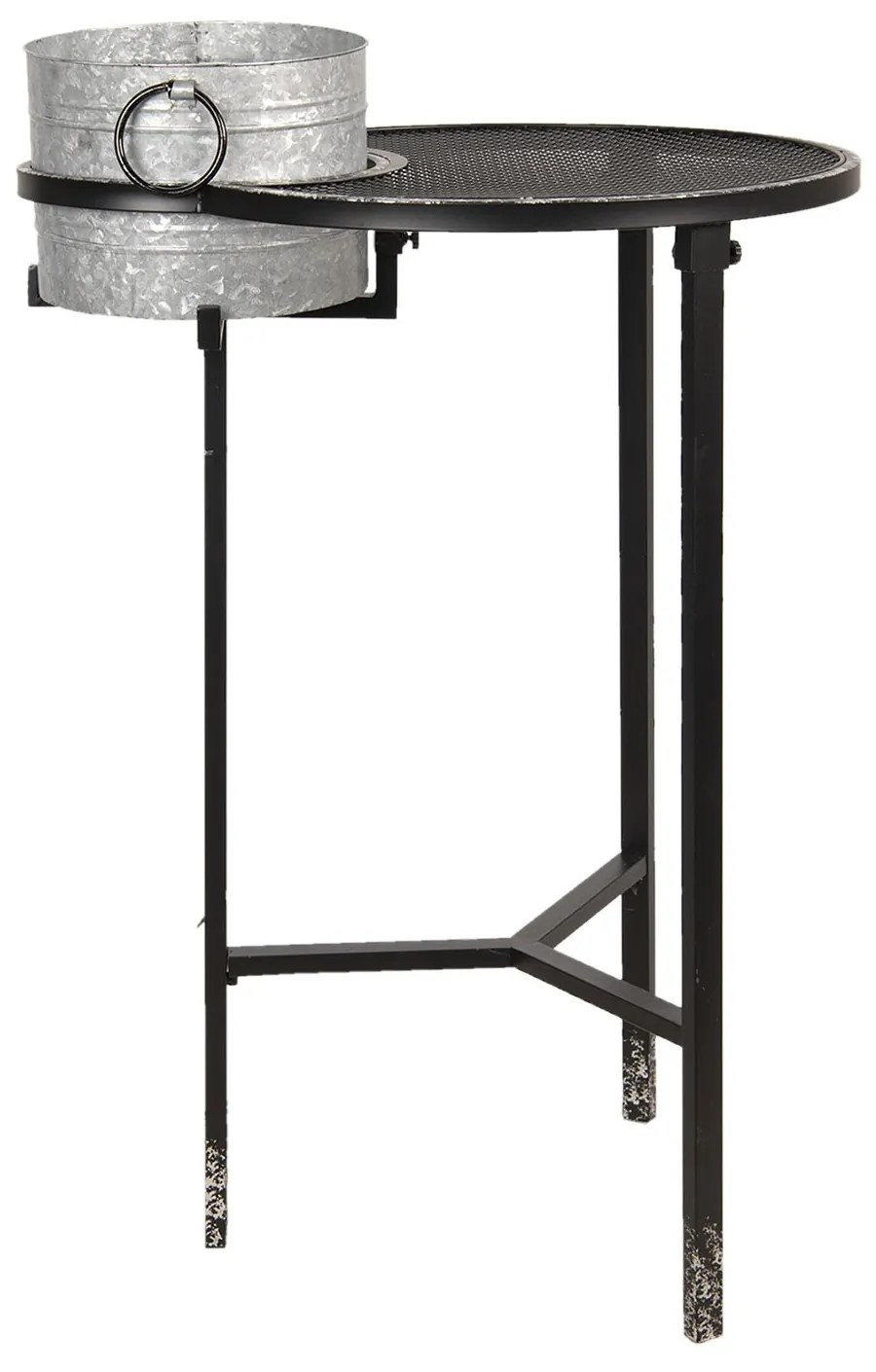 Kovový odkladací stolík s plechovým vedierkom Stephan - 73 * 62 * 111 cm