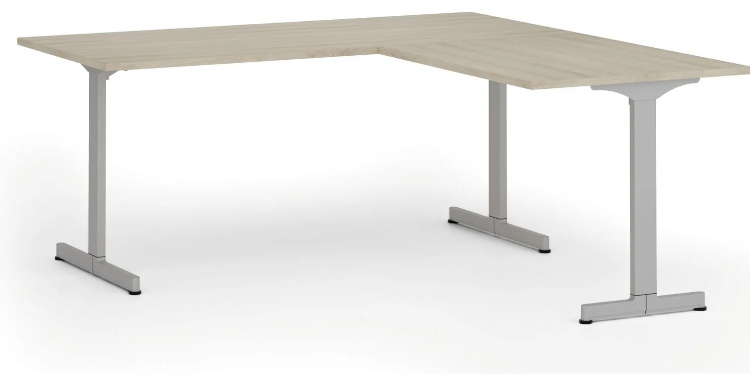 Kancelársky stôl PRIMO BETA L, 180x180 cm, sivá podnož, dub prírodný