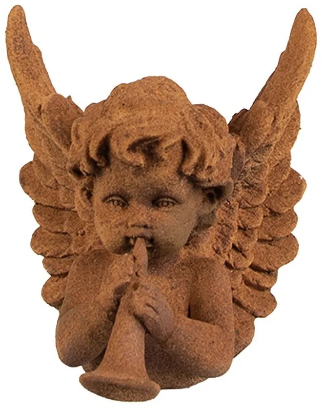 Dekoratívna hrdzavá figúrka anjel s rúrkou - 11*11*12 cm Dekoratívna hrdzavá figúrka anjel s rúrkou - 11*11*12 cm