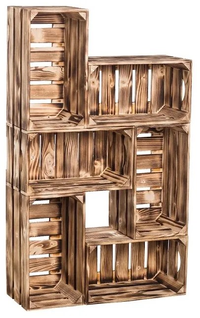 ČistéDrevo Drevené opálené debničky knižnica 62 x 102 x 20 cm