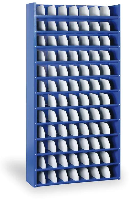 Plechový regál s 96 prepážkami, 1980x1000x300 mm