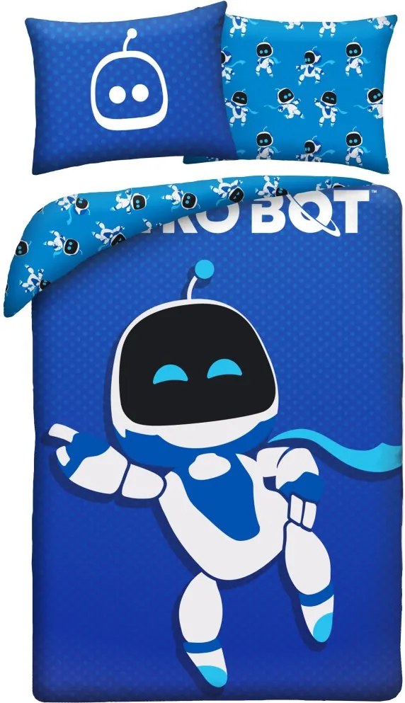 Posteľné obliečky z mikrovlákna Astro Bot – motív Galactic Blue - 70x90 cm + 140x200 cm