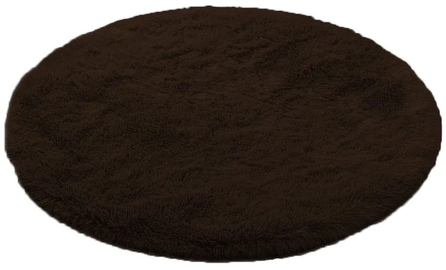 TZ Tmavohnedý okrúhly shaggy koberec Lana Rozmer: 100 cm