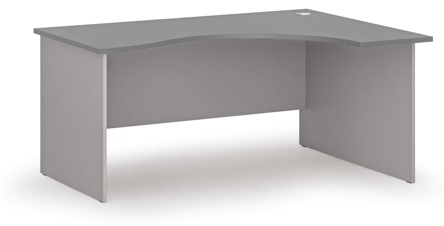 Ergonomický kancelársky pracovný stôl PRIMO GRAY, 1600 x 1200 mm, pravý, sivá/grafit