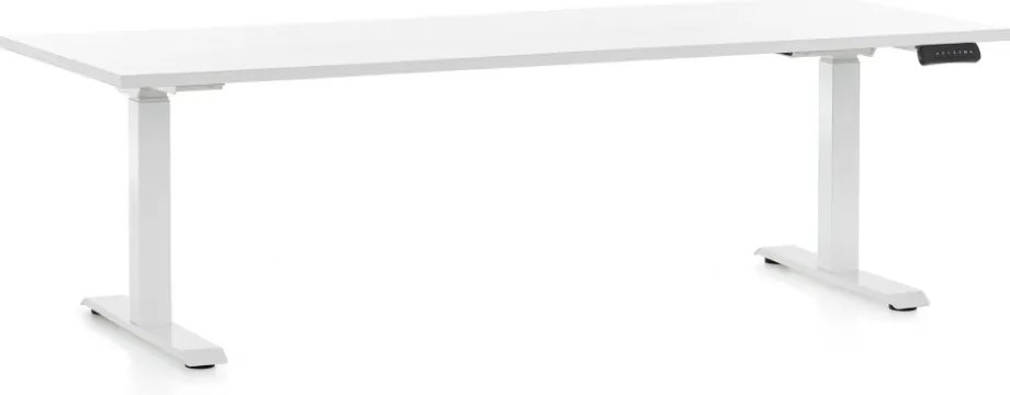 Výškovo nastaviteľný stôl OfficeTech C, 200 x 80 cm, biela podnož, biela