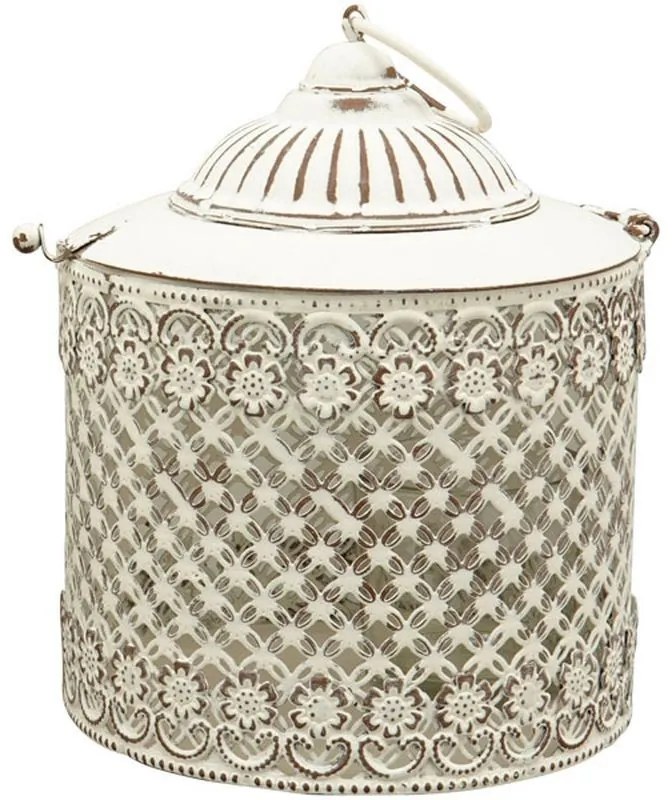 Béžová antik kovová lampáš ClairBlanc - 12*12*16cm