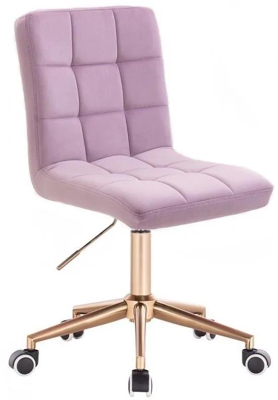 LuxuryForm DESIGN Stolička TOLEDO VELUR na zlatej podstave s kolieskami - levanduľa